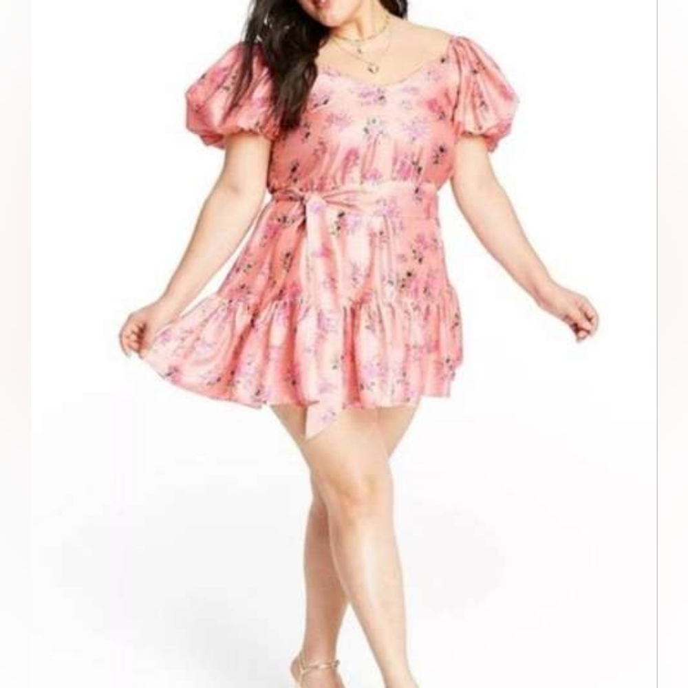 Loveshackfancy x Target Collab Cecille Puff Sleeve Mini Dress Pink Rose Size 22W